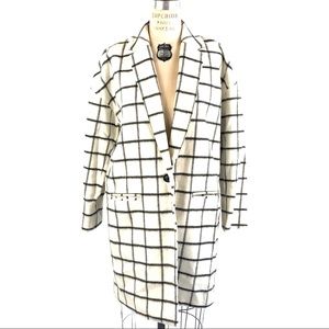 River Island Black and White Check Coat